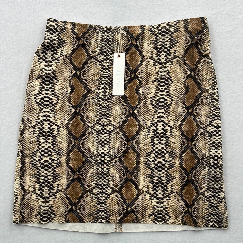 3For$20 Olivaceous Brown Snake Print Mini Skirt size Large NWT